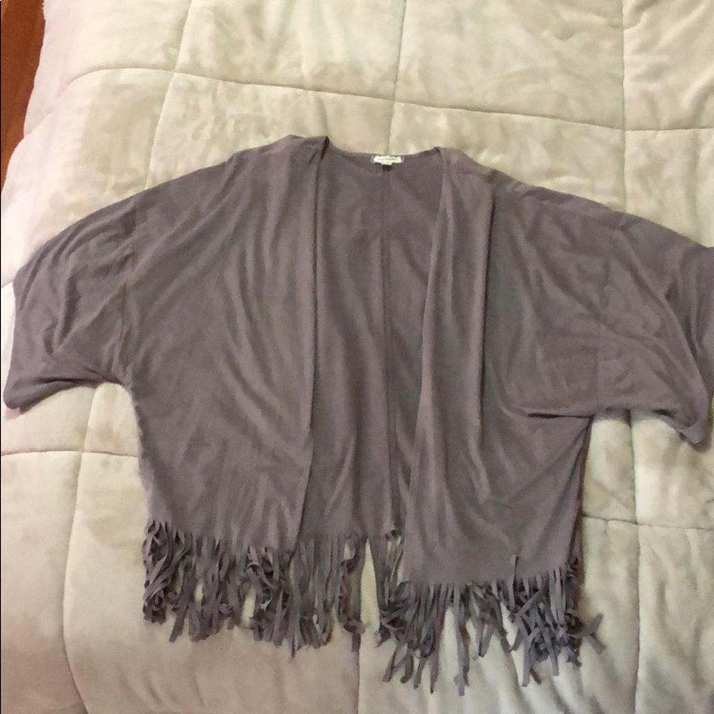 Topaz colored suede short sleeve cover up